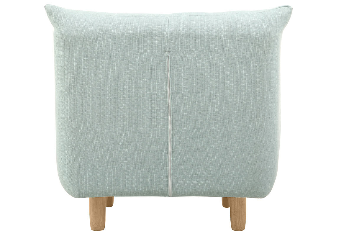 Fauteuil scandinave en tissu menthe  l'eau et bois clair YUMI