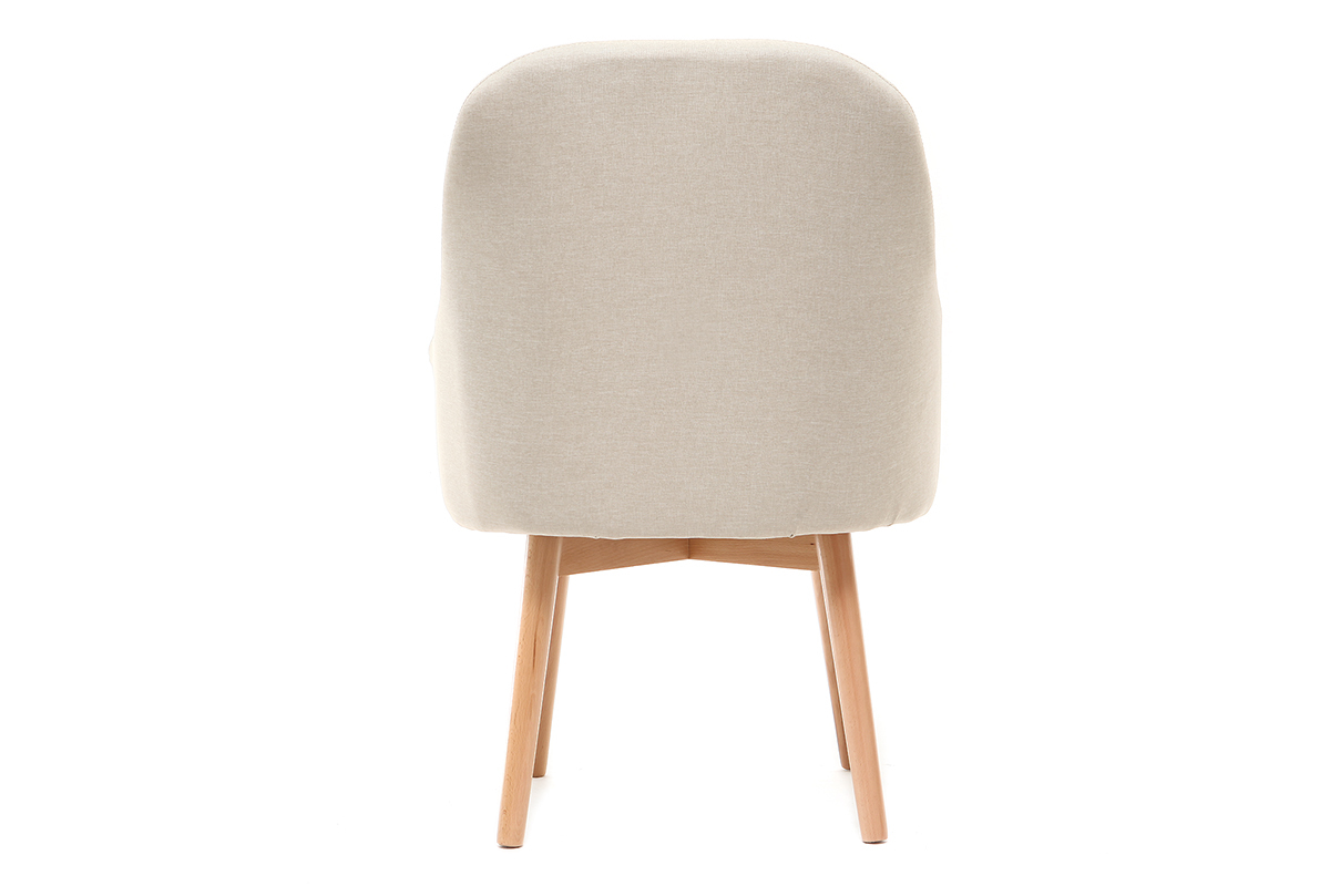 Fauteuil scandinave en tissu naturel et bois clair MONA