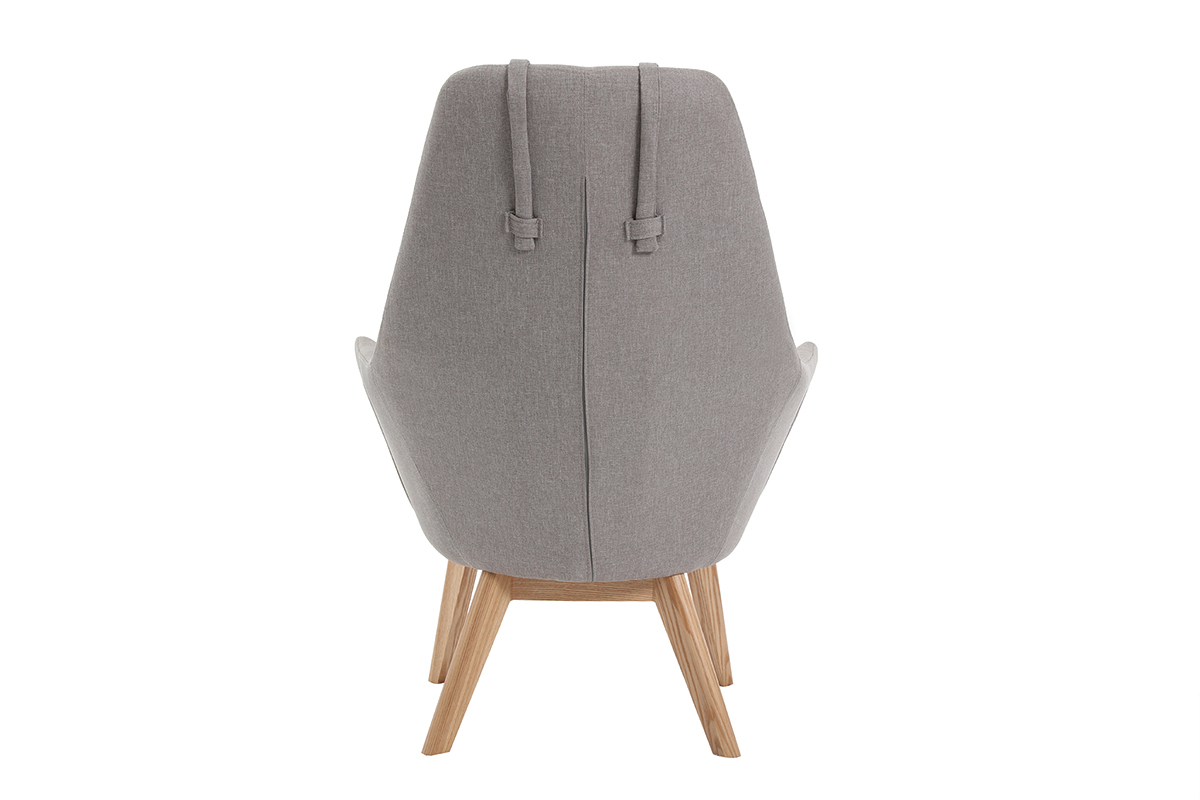 Fauteuil scandinave gris clair et bois AMADEO