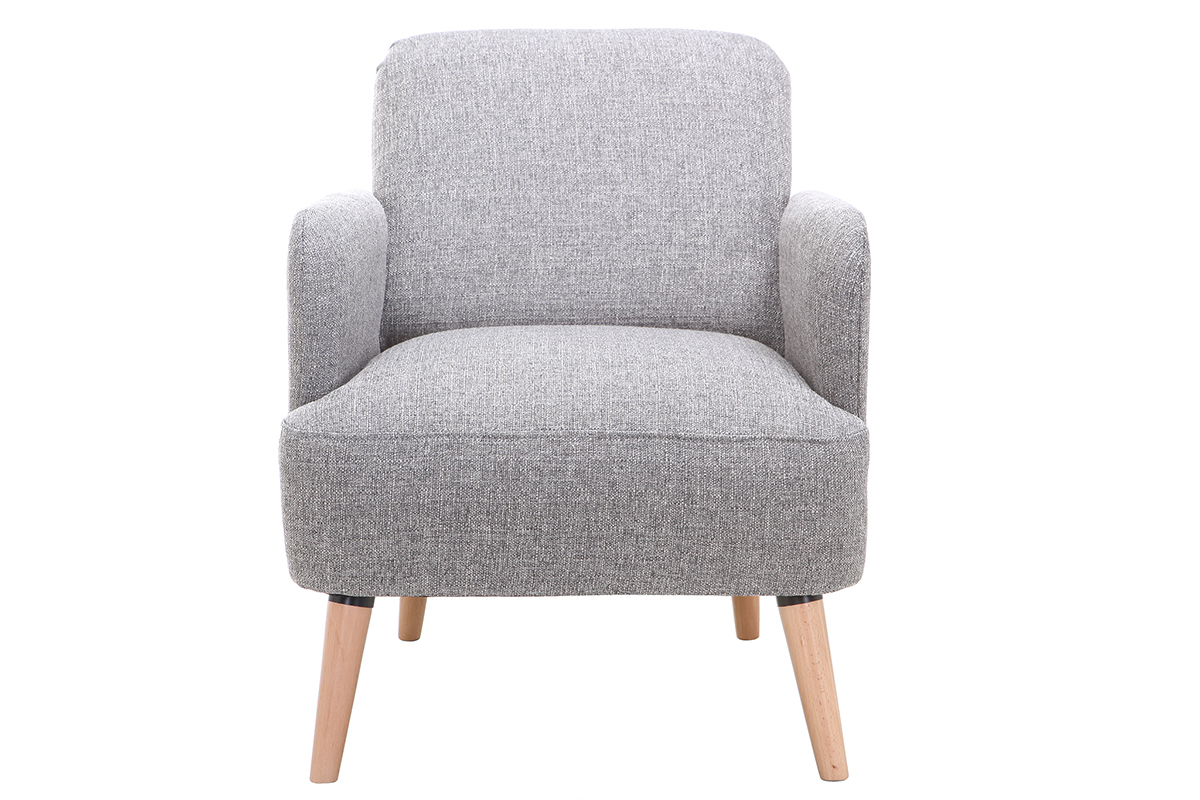 Fauteuil scandinave gris clair et bois clair ISKO