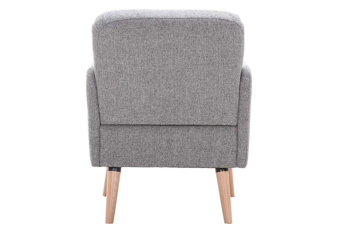 Fauteuil scandinave gris clair et bois clair ISKO