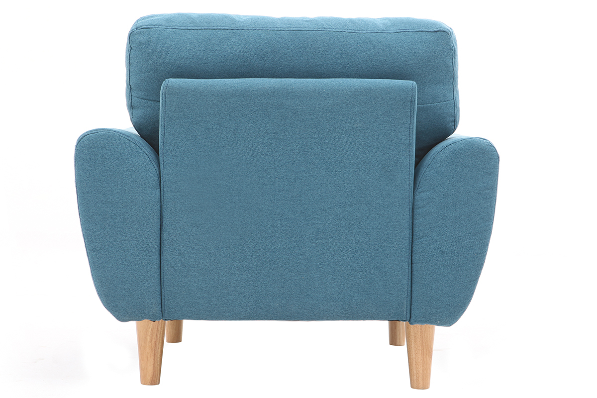 Fauteuil scandinave tissu bleu canard ALICE