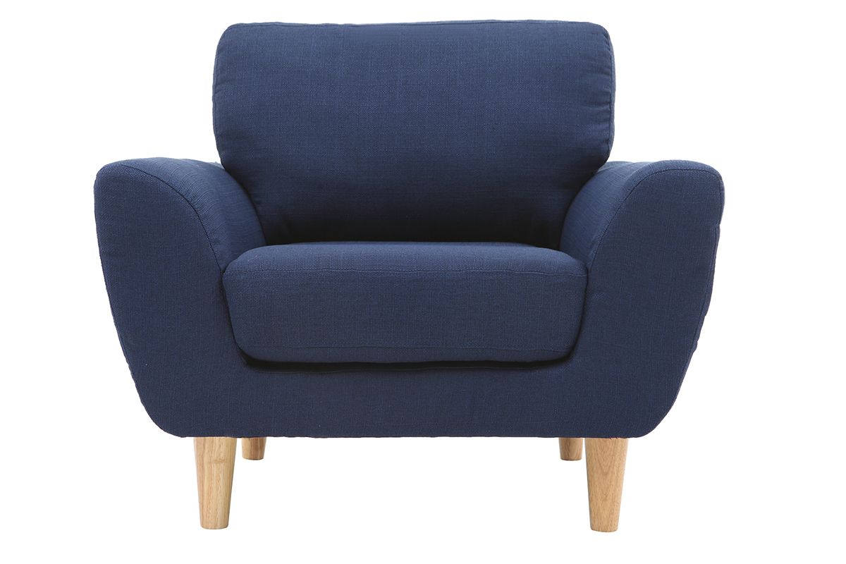 Fauteuil scandinave tissu bleu fonc ALICE