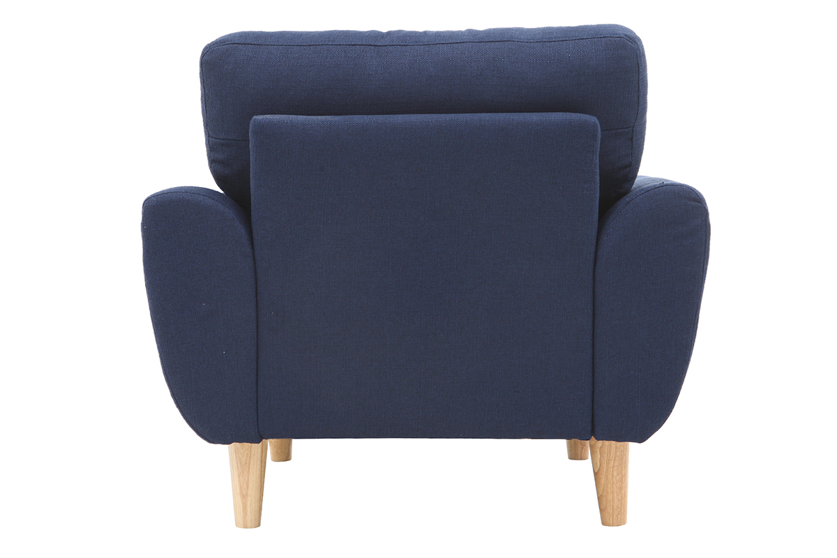 Fauteuil scandinave tissu bleu fonc ALICE