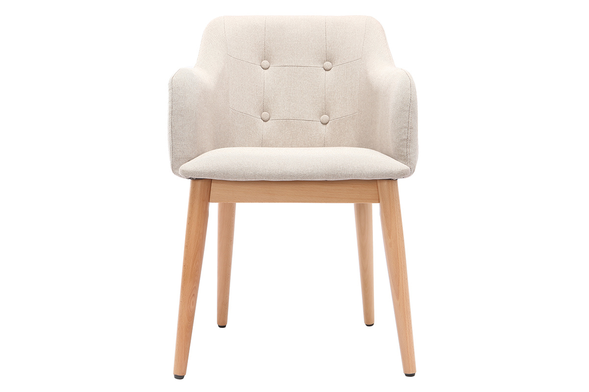 Fauteuil scandinave tissu naturel et pieds bois (lot de 2) BALTIK