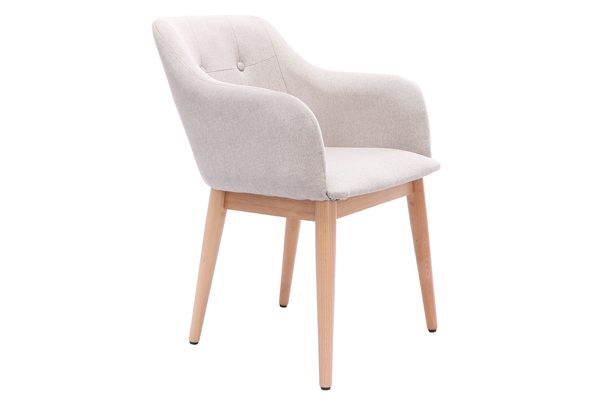 Fauteuil scandinave tissu naturel et pieds bois (lot de 2) BALTIK