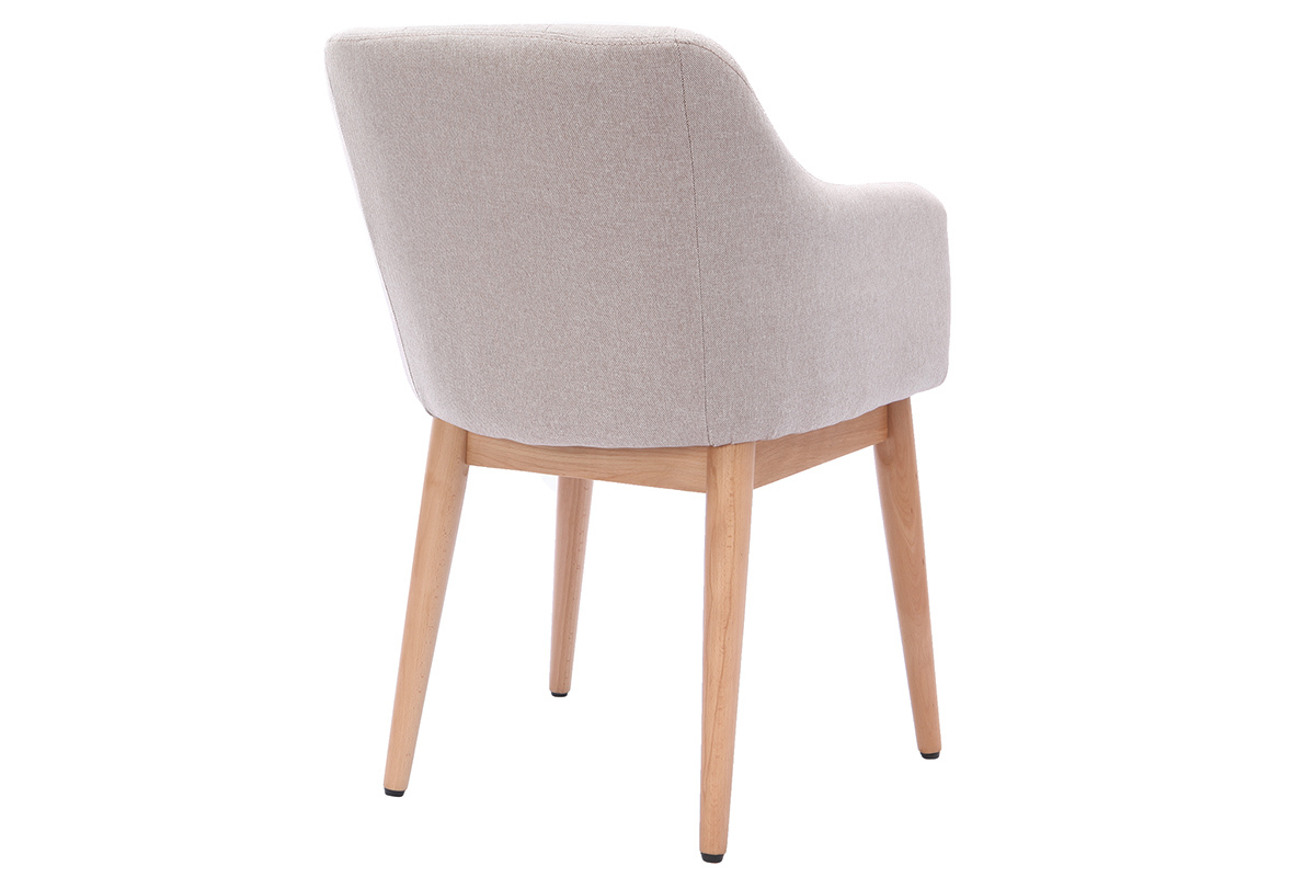 Fauteuil scandinave tissu naturel et pieds bois (lot de 2) BALTIK