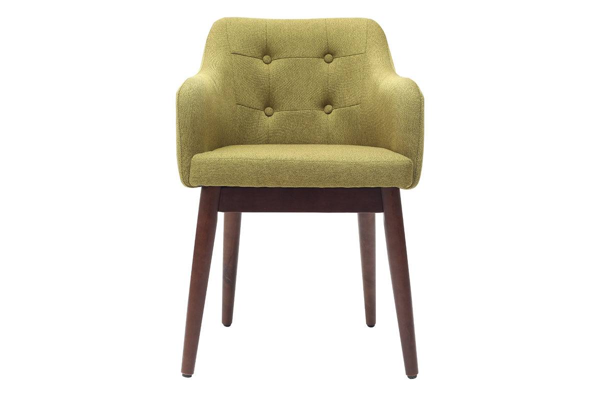 Fauteuil scandinave tissu vert et pieds bois (lot de 2) BALTIK