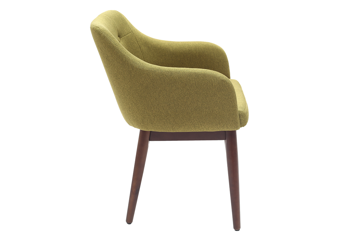 Fauteuil scandinave tissu vert et pieds bois (lot de 2) BALTIK