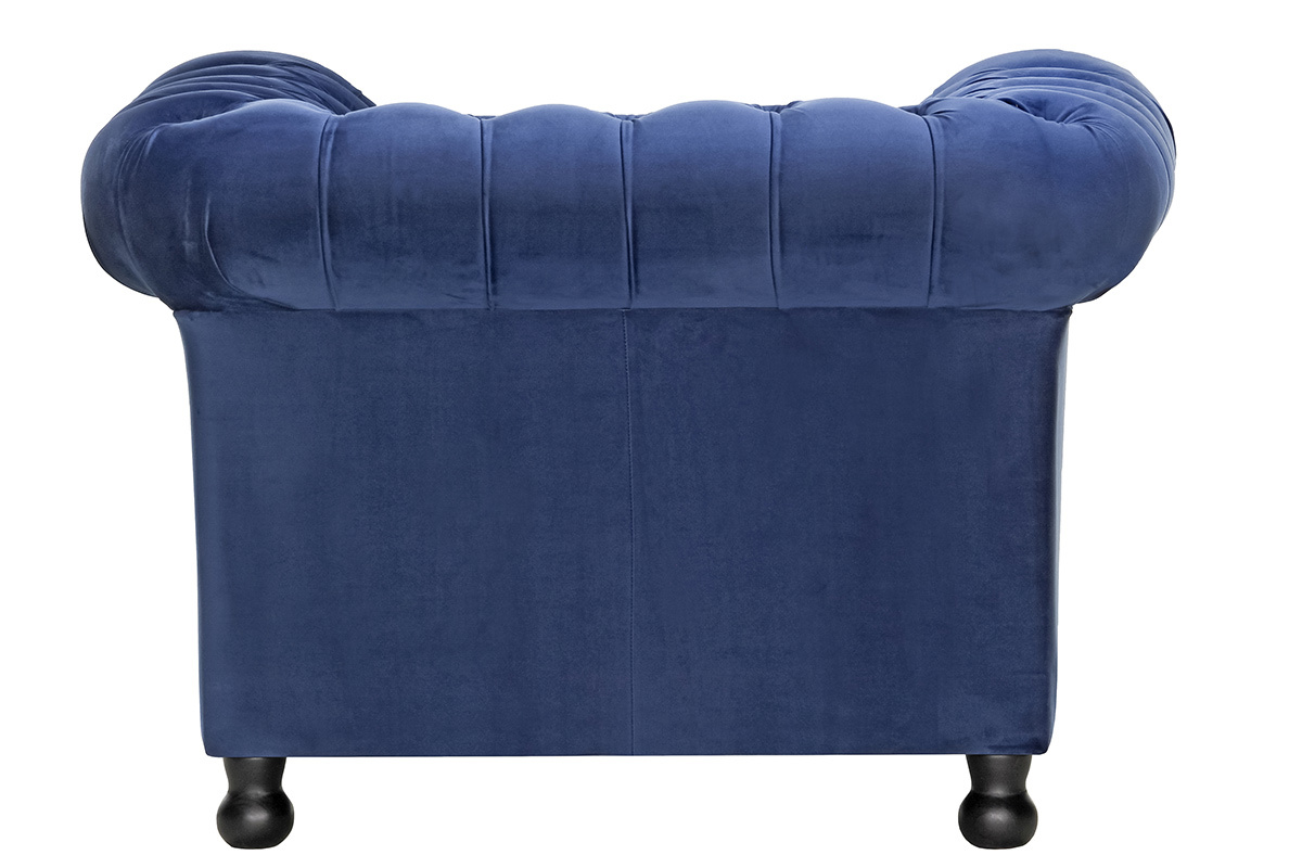 Fauteuil velours bleu fonc CHESTERFIELD