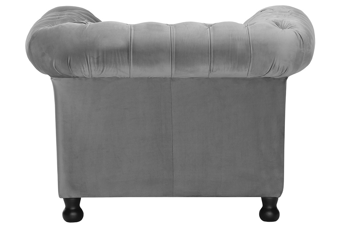 Fauteuil velours gris fonc CHESTERFIELD