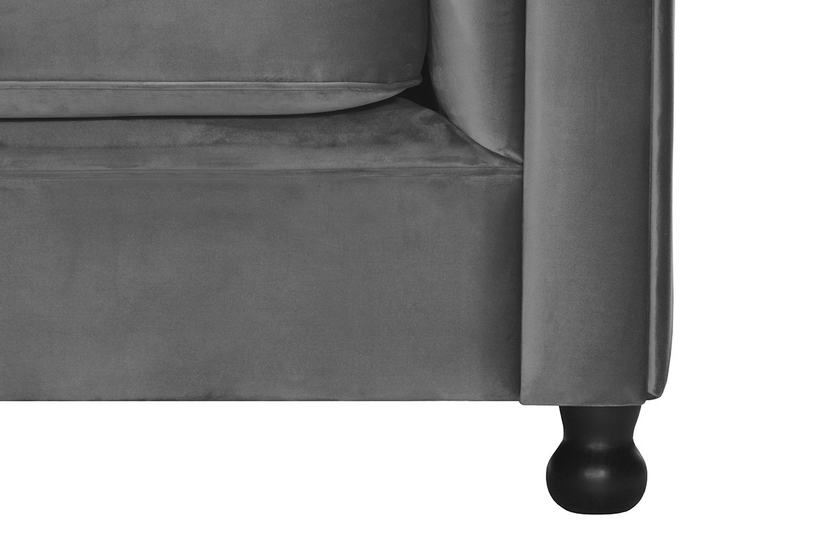 Fauteuil velours gris fonc CHESTERFIELD