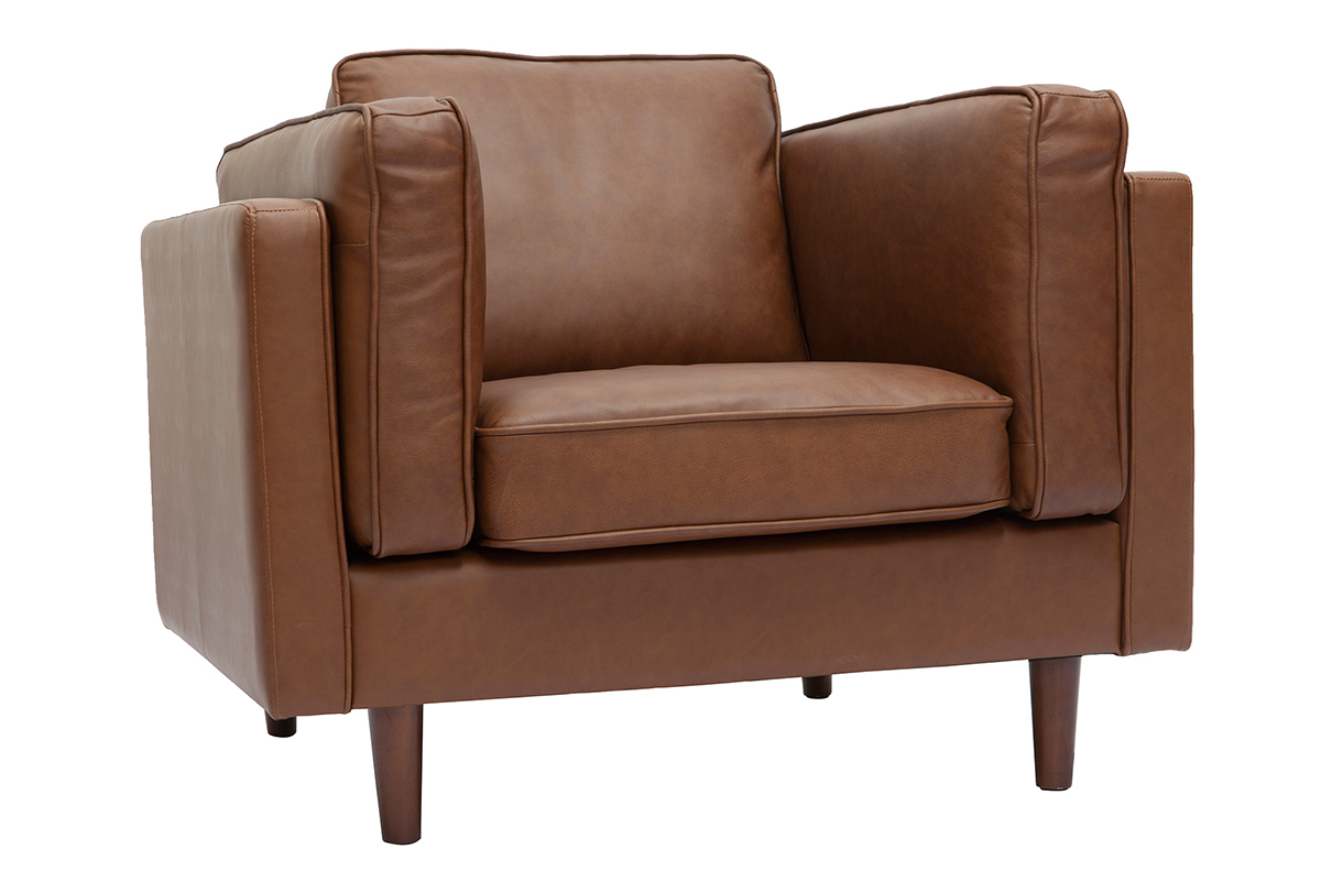 Fauteuil vintage cuir marron BRADLEY