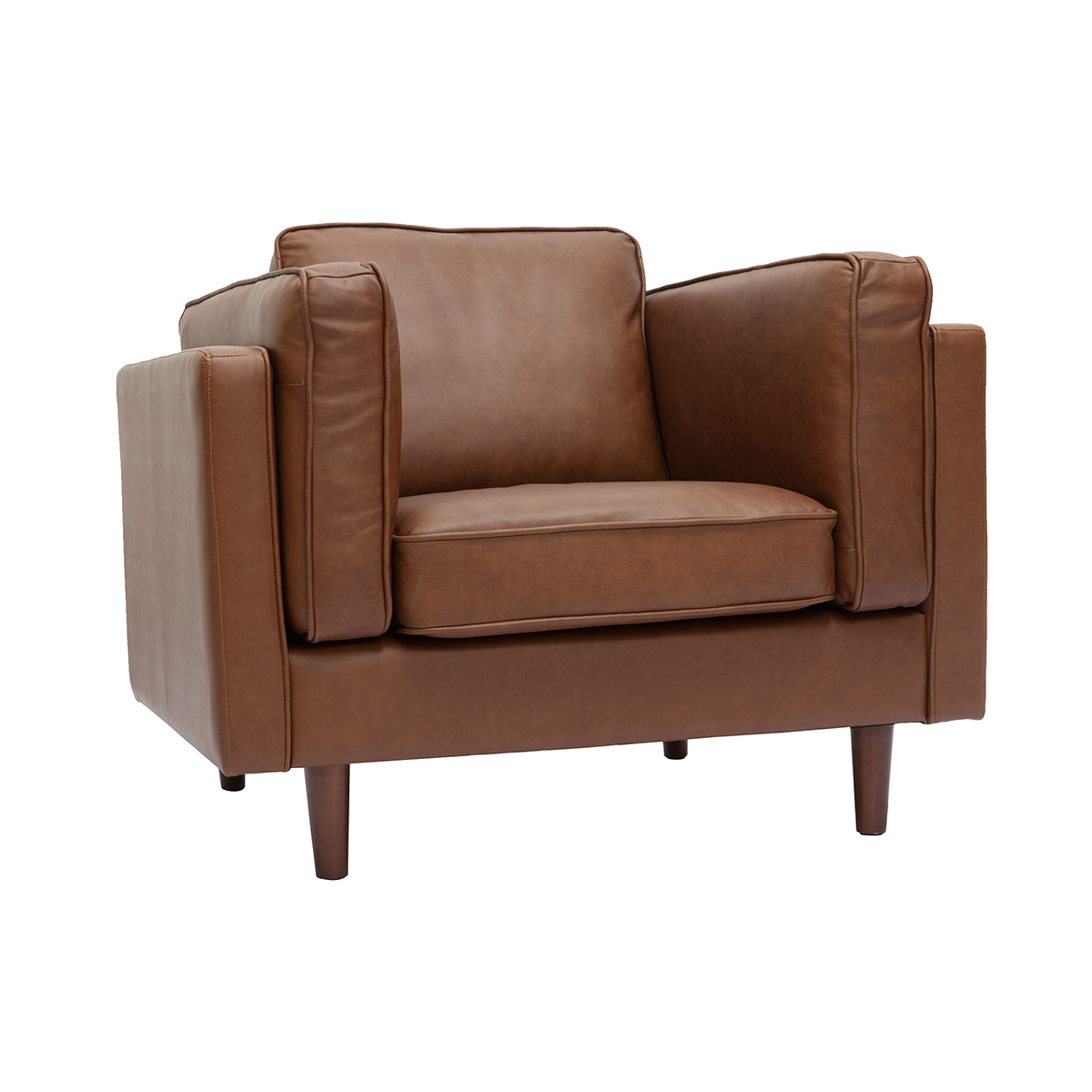 Fauteuil vintage cuir marron BRADLEY