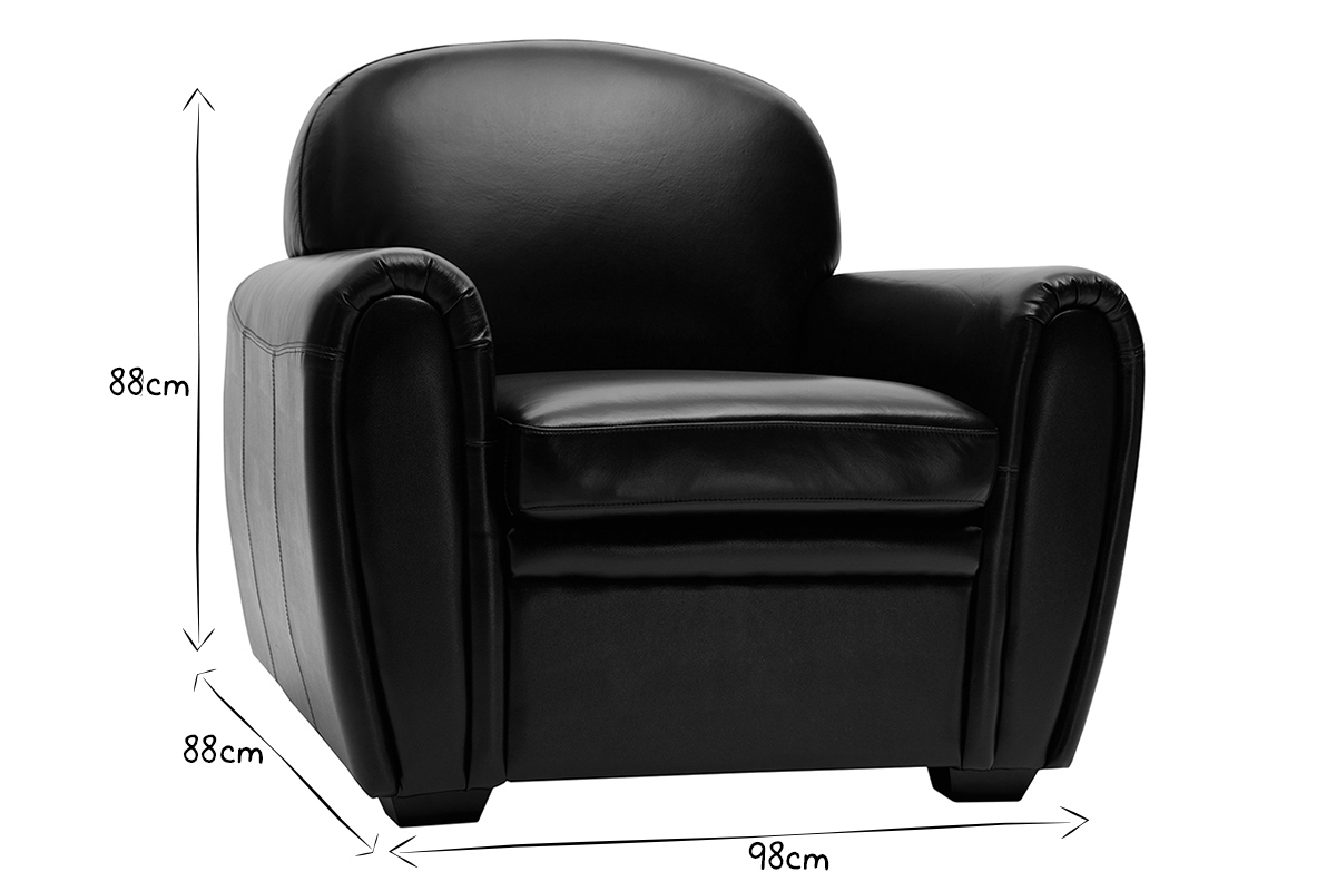 Fauteuil vintage cuir marron fonc CLUB