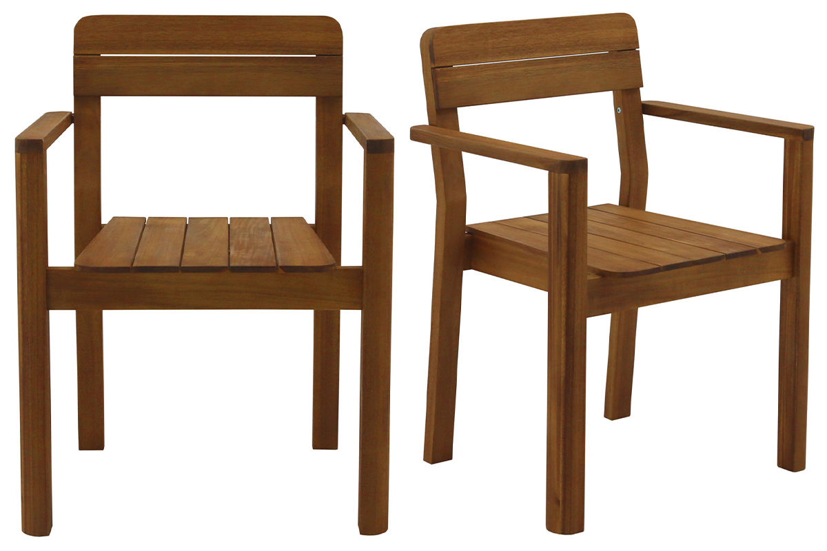 Fauteuils de jardin en bois massif (lot de 2) AKIS