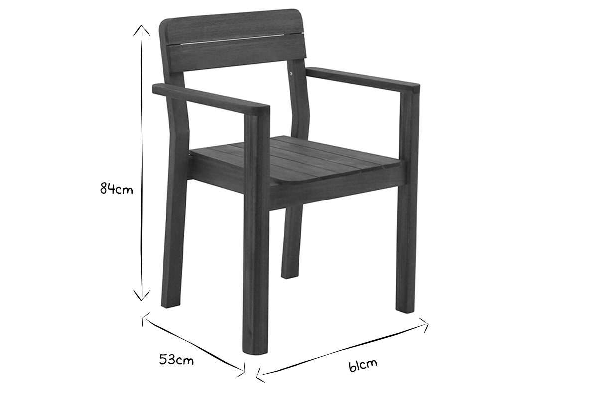 Fauteuils de jardin en bois massif (lot de 2) AKIS