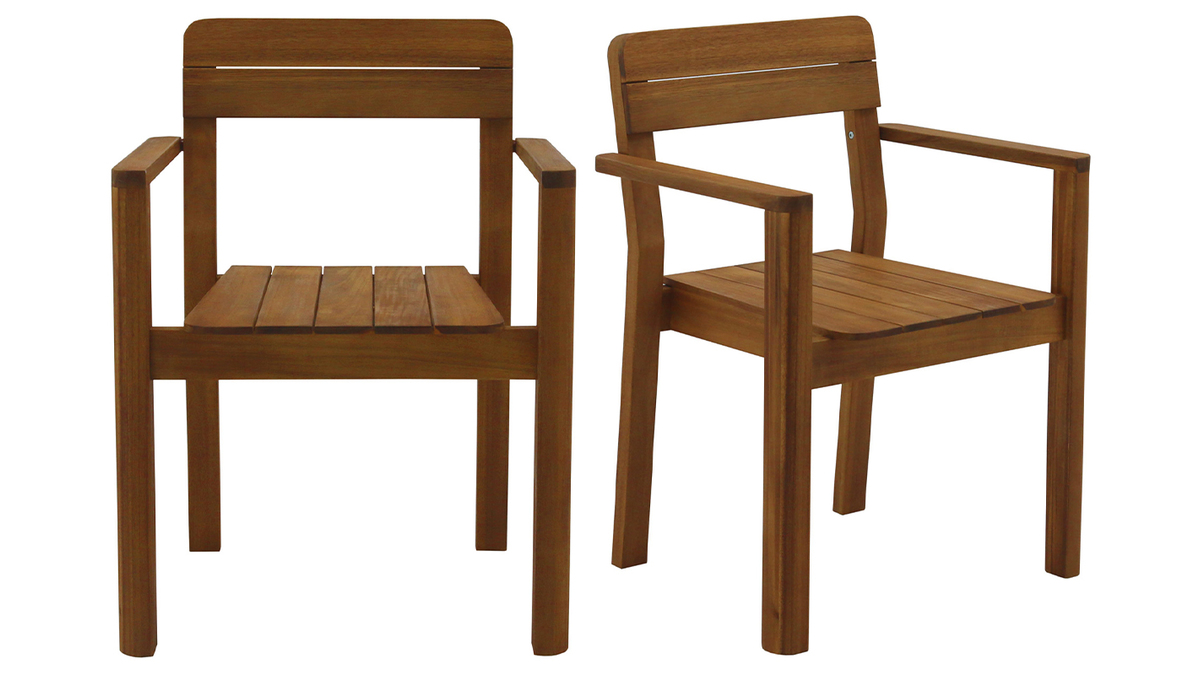 Fauteuils de jardin en bois massif (lot de 2) AKIS