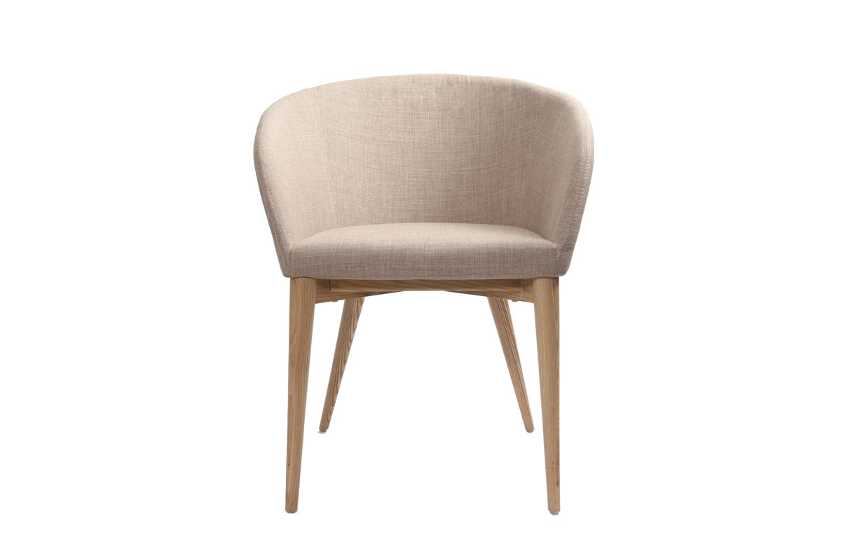 Fauteuils design beige et bois clair (lot de 2) DALIA