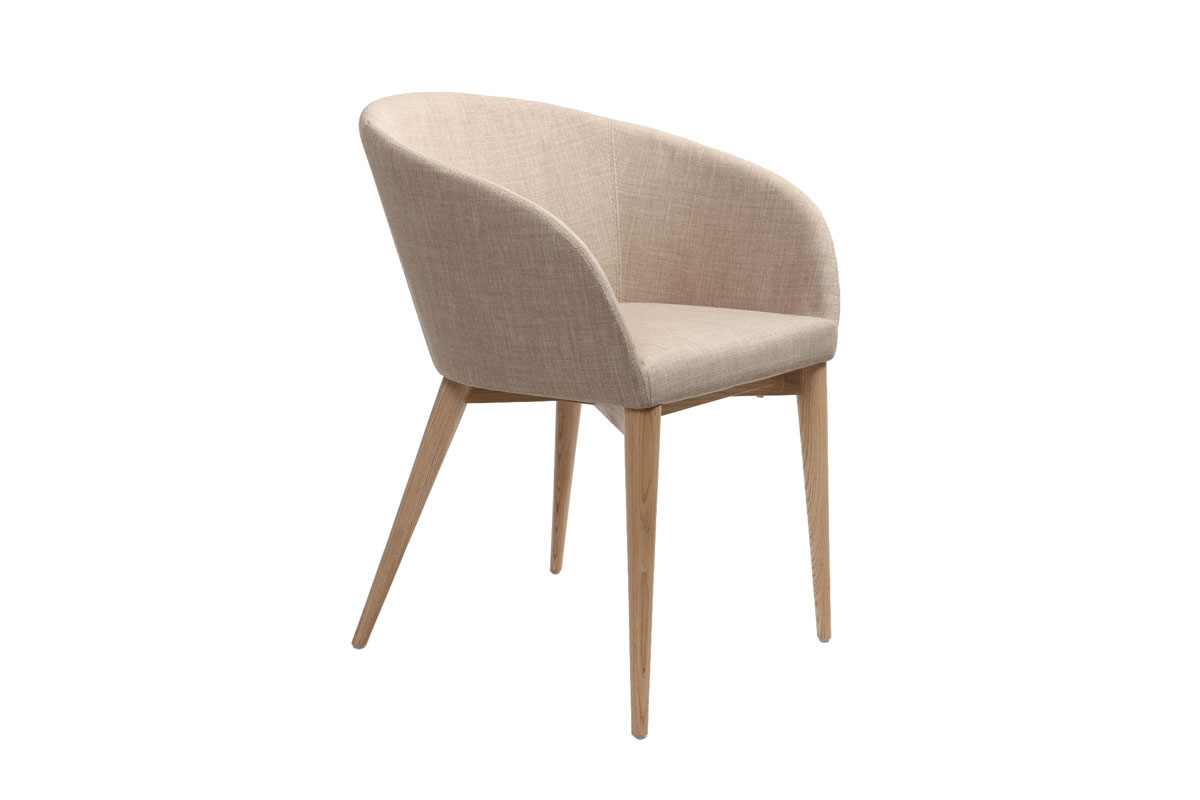 Fauteuils design beige et bois clair (lot de 2) DALIA