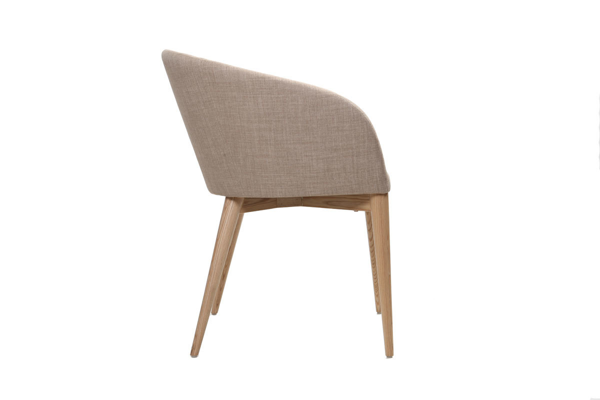 Fauteuils design beige et bois clair (lot de 2) DALIA