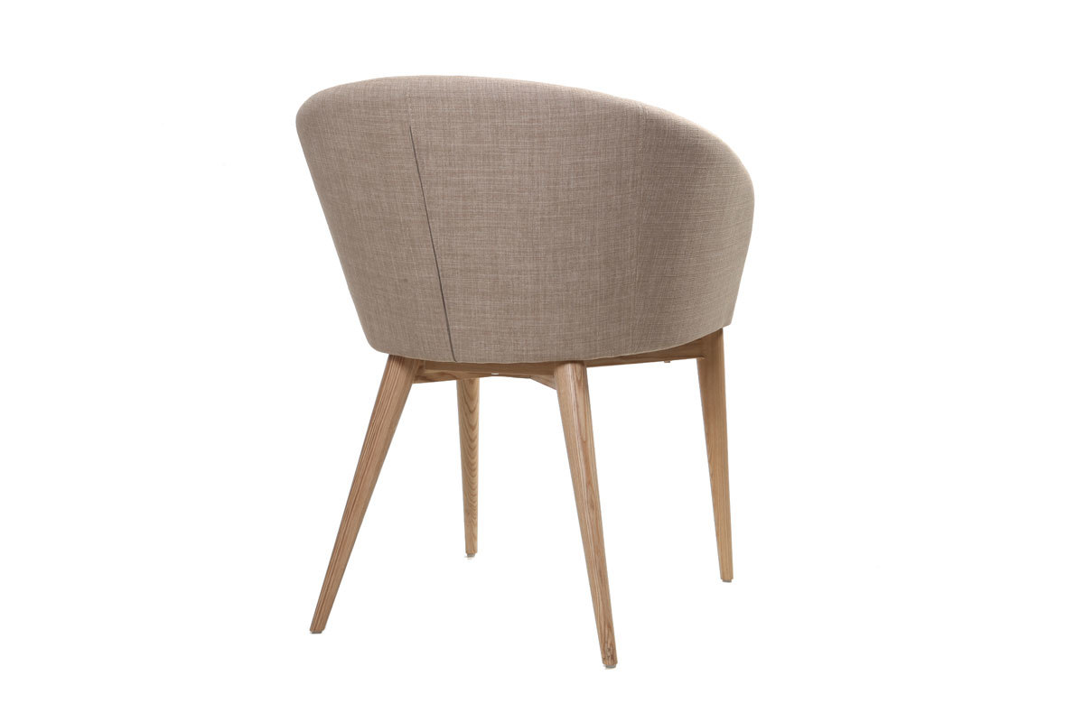 Fauteuils design beige et bois clair (lot de 2) DALIA