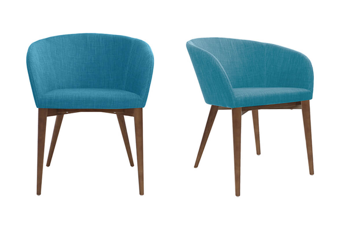 Fauteuils design bleu et bois fonc (lot de 2) DALIA