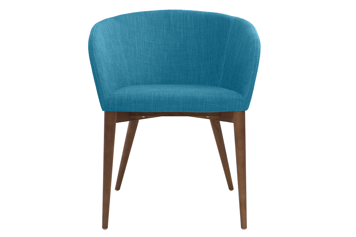 Fauteuils design bleu et bois fonc (lot de 2) DALIA