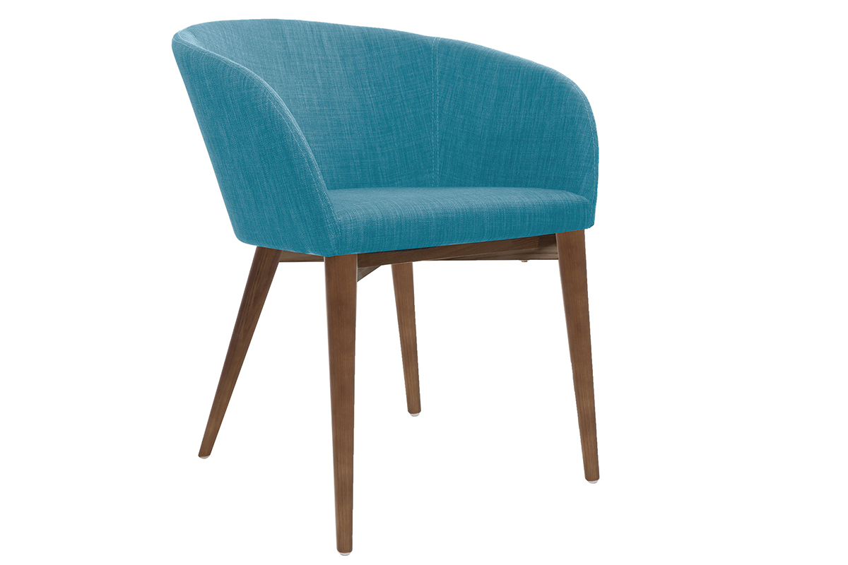 Fauteuils design bleu et bois fonc (lot de 2) DALIA