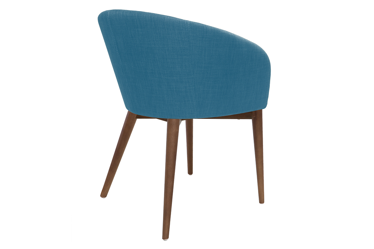 Fauteuils design bleu et bois fonc (lot de 2) DALIA