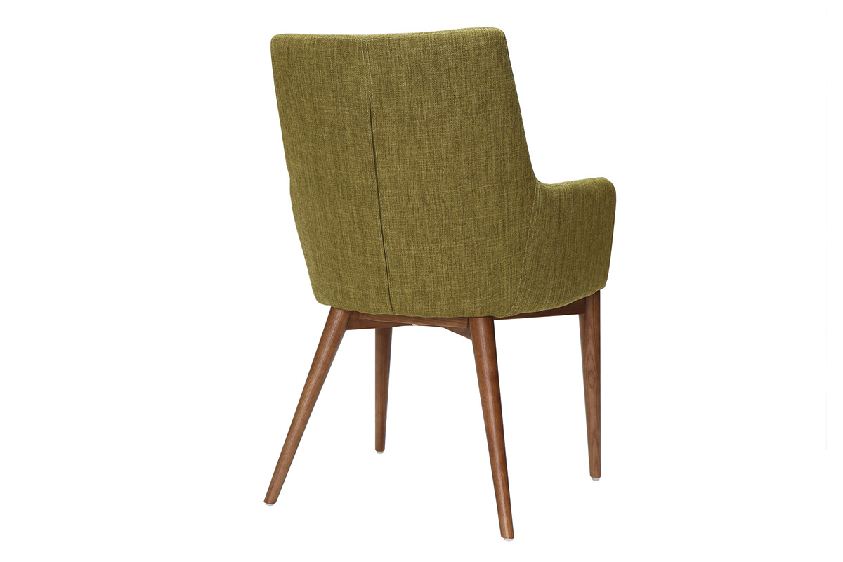 Fauteuils design en bois et tissu vert (lot de 2) SHANA