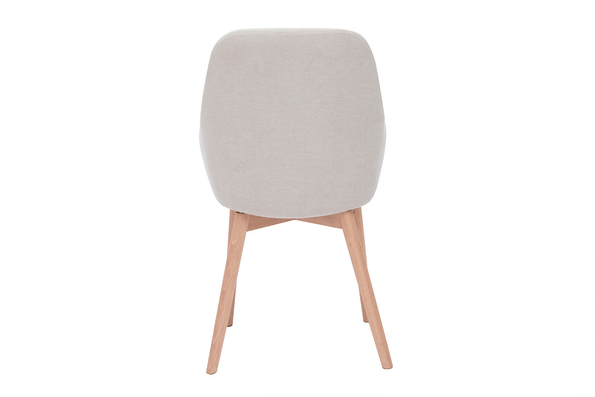 Fauteuils scandinaves en tissu effet velours beige et bois clair massif (lot de 2) HOLO