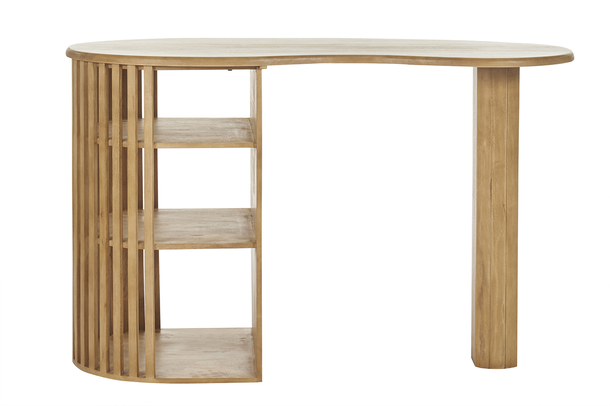 Ilot - table de bar avec rangements en bois manguier massif H90 cm LOBIO