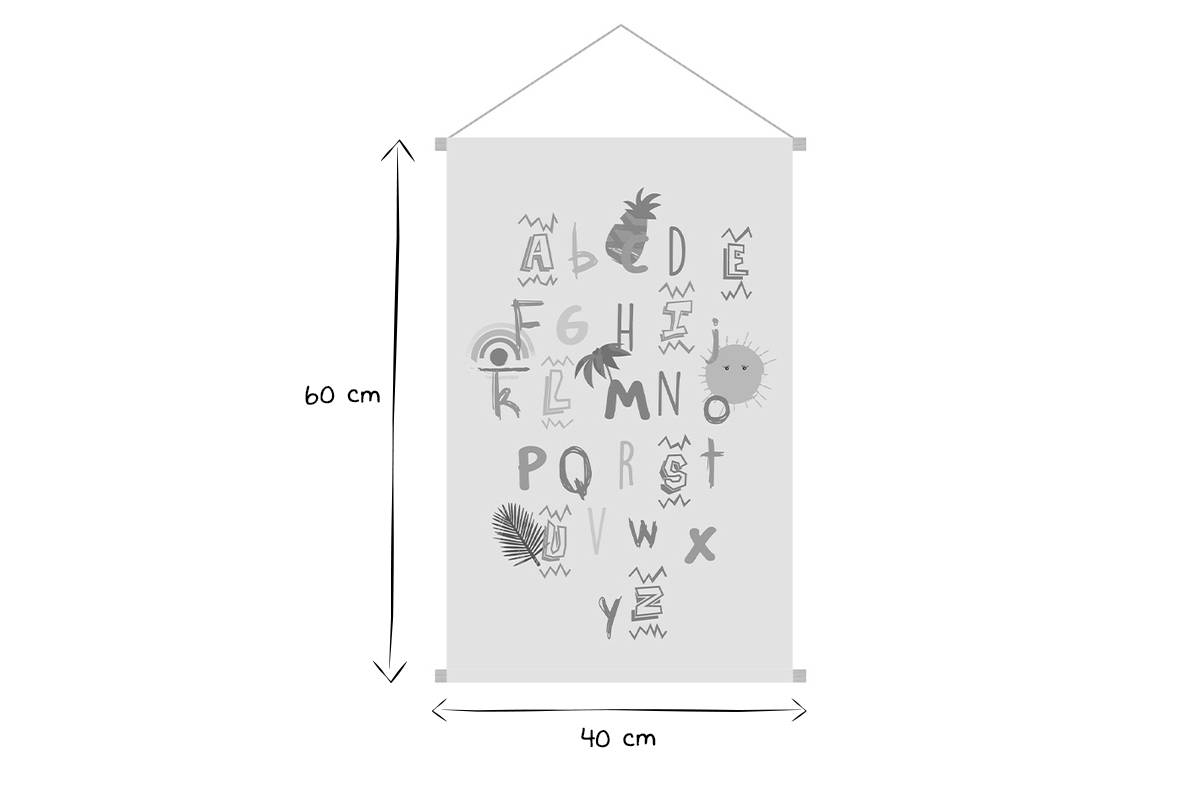 Kakemono enfant tableau en toile suspendue abcdaire L40 x H60 cm PEPS