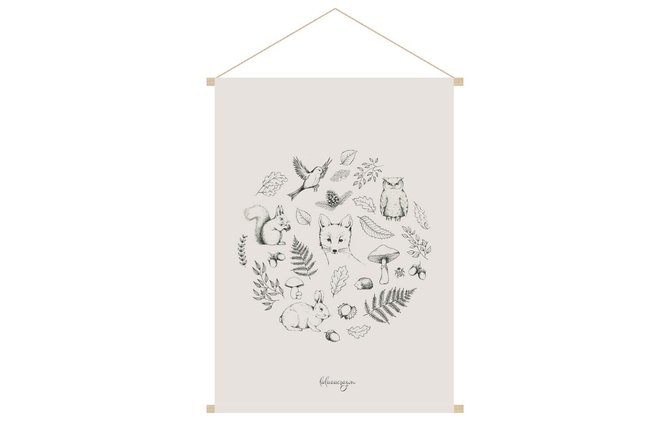 Kakemono enfant tableau en toile suspendue carte du monde animaux L90 x H60  cm MAPY - Miliboo