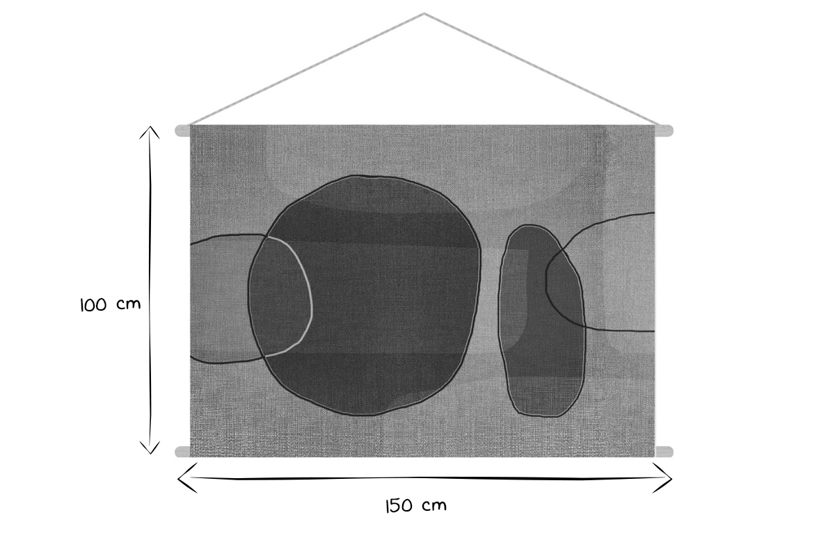 Kakemono tableau en toile suspendue formes abstraites L150 x H100 cm ARON