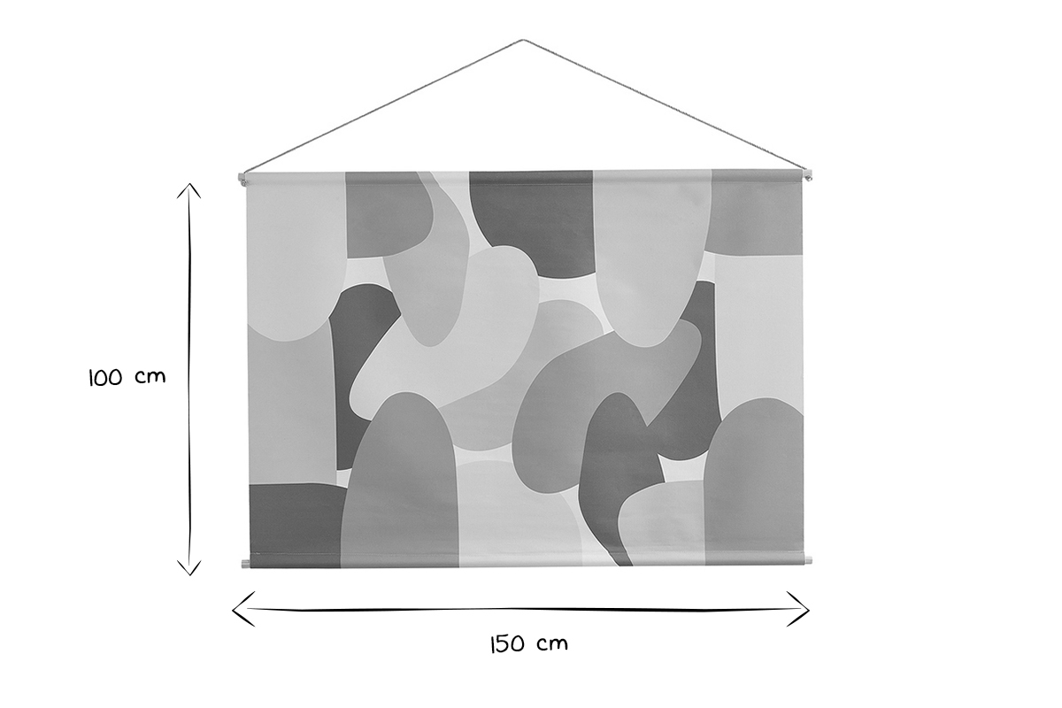 Kakemono tableau en toile suspendue formes abstraites motifs arrondis L150 x H100 cm BRANDY
