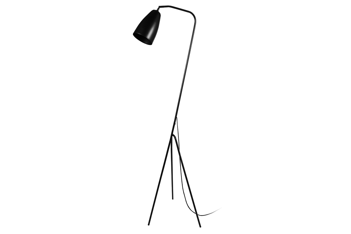 Lampadaire design trpied en mtal noir H155 cm FRIDAY