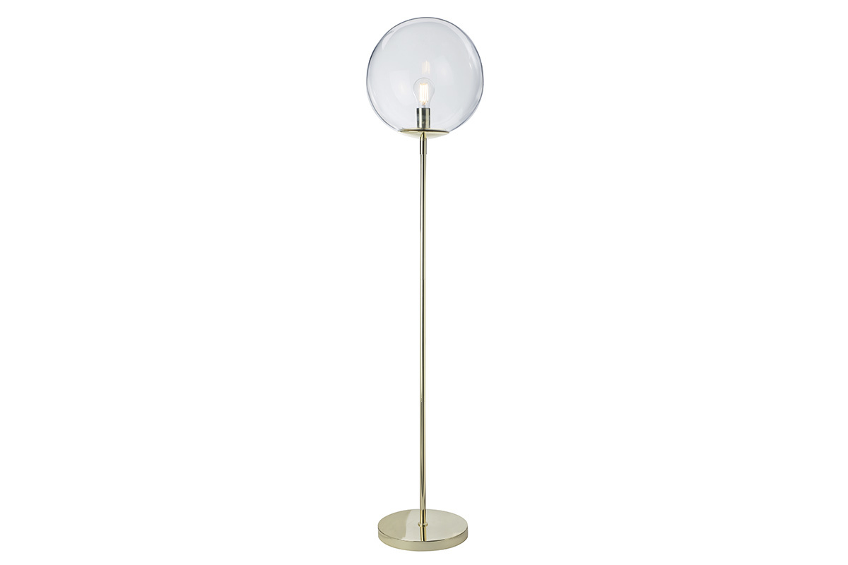 Lampadaire globe en verre et mtal dor H160 cm SOAP