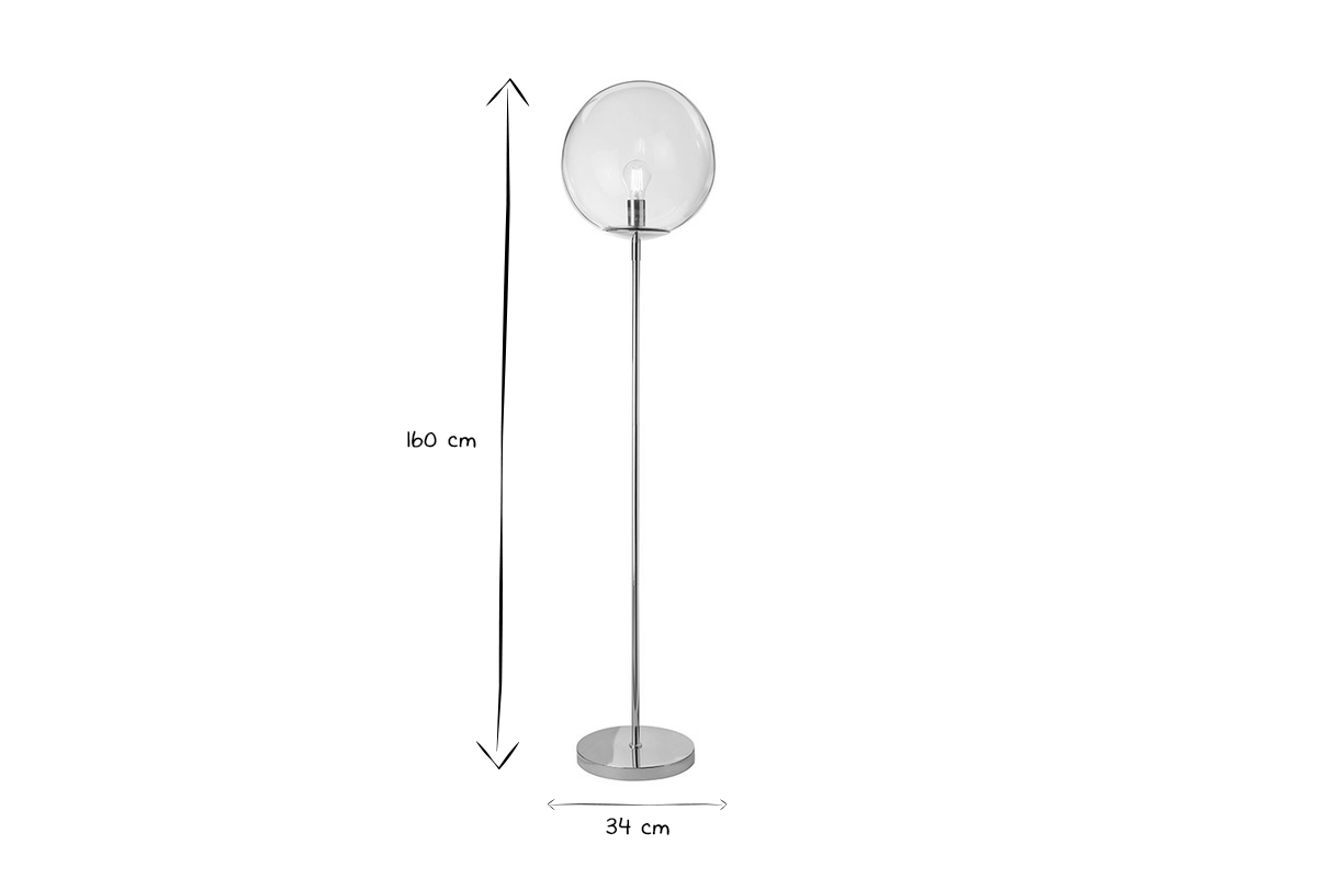 Lampadaire globe en verre et mtal dor H160 cm SOAP