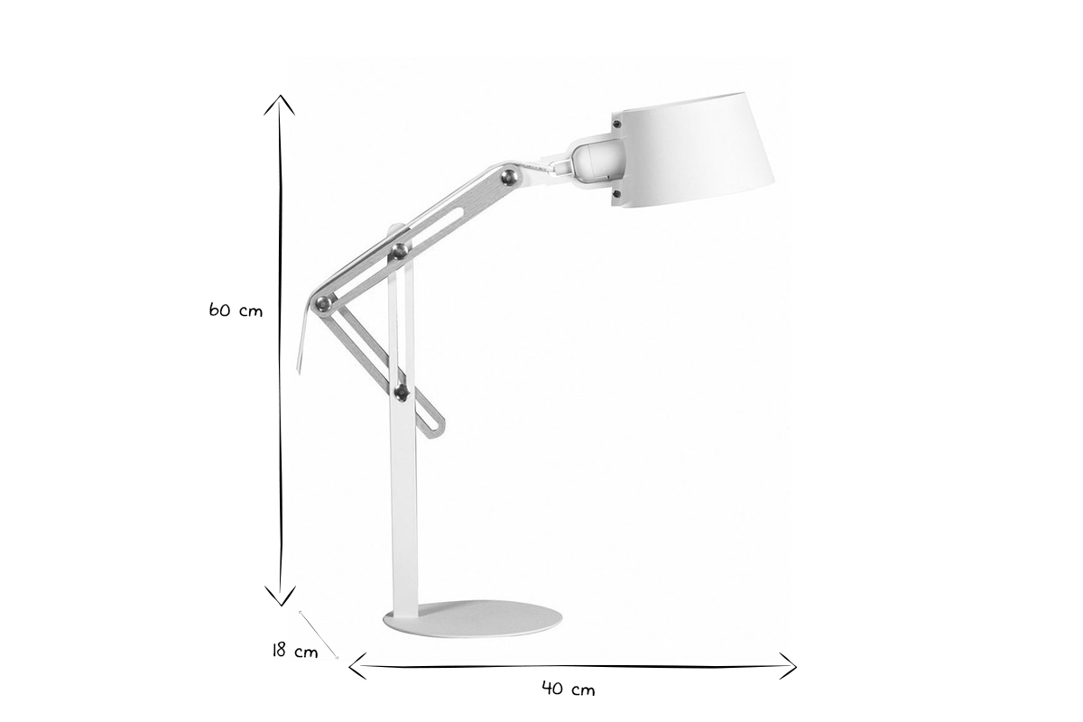 Lampe  poser design en bois clair et mtal blanc H60 cm BILLY