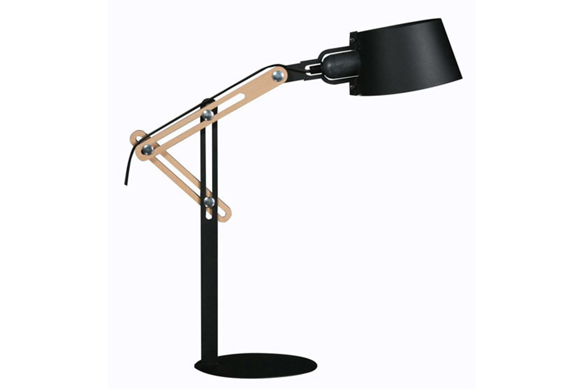 Lampe  poser design en bois clair et mtal noir H60 cm BILLY