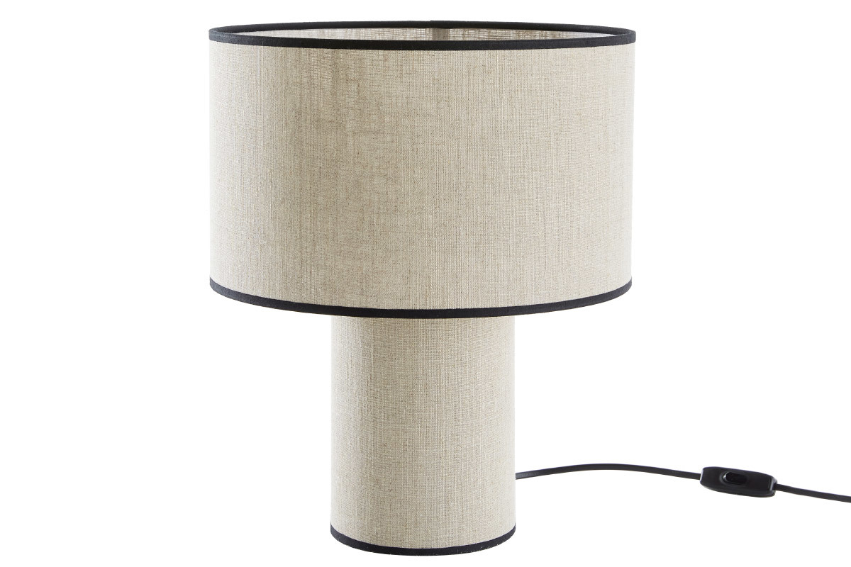 Lampe  poser design en lin et coton noir H36 cm SLOT