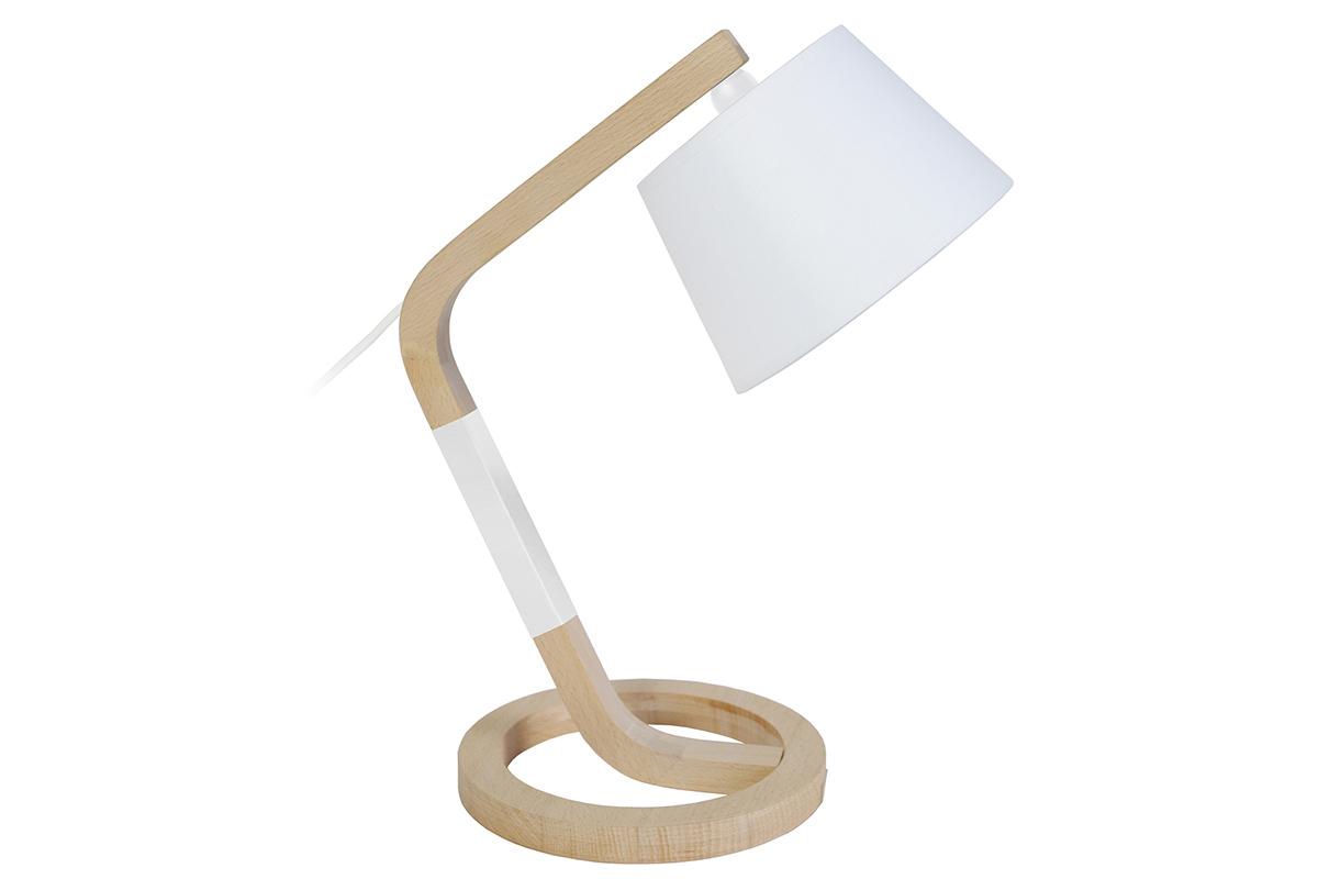 Lampe  poser design pied cercle bois blanc H41 cm TWIST