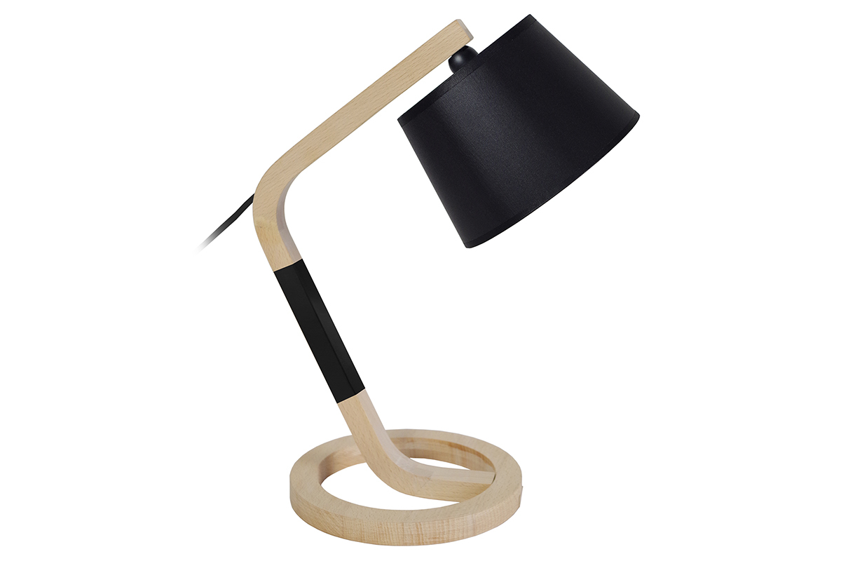 Lampe  poser design pied cercle bois noir TWIST