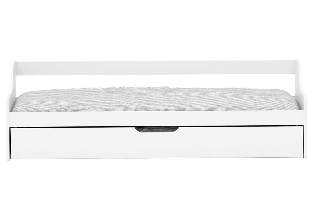 Lit banquette enfant  tiroir 90x200 pin blanc THEO