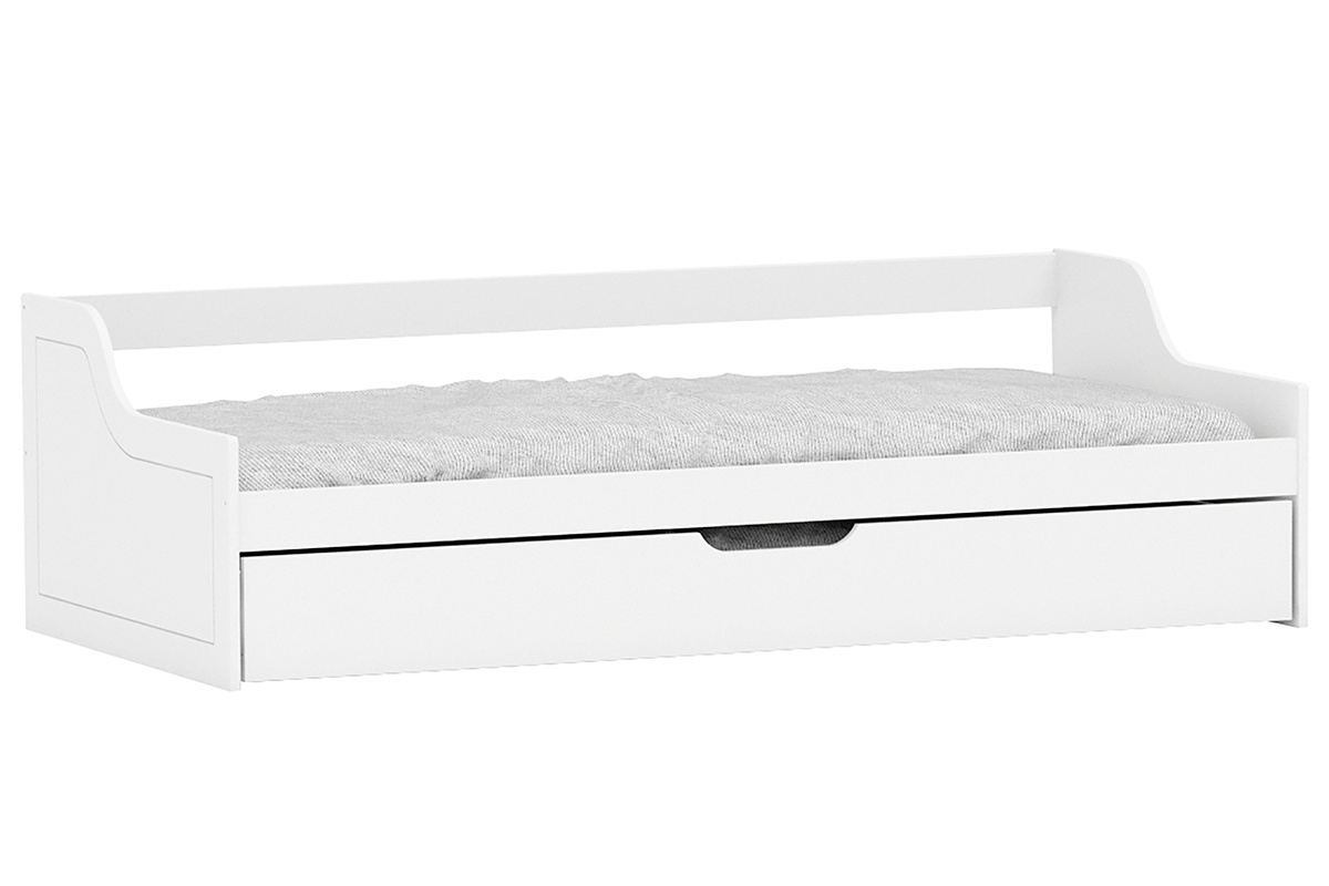 Lit banquette enfant  tiroir 90x200 pin blanc THEO