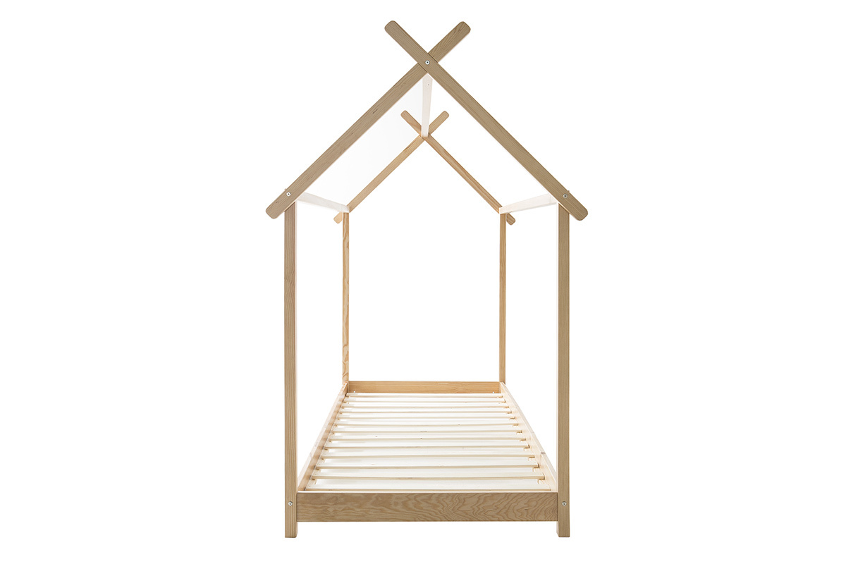 Lit cabane enfant avec sommier 90 x 200 cm en bois KBANE