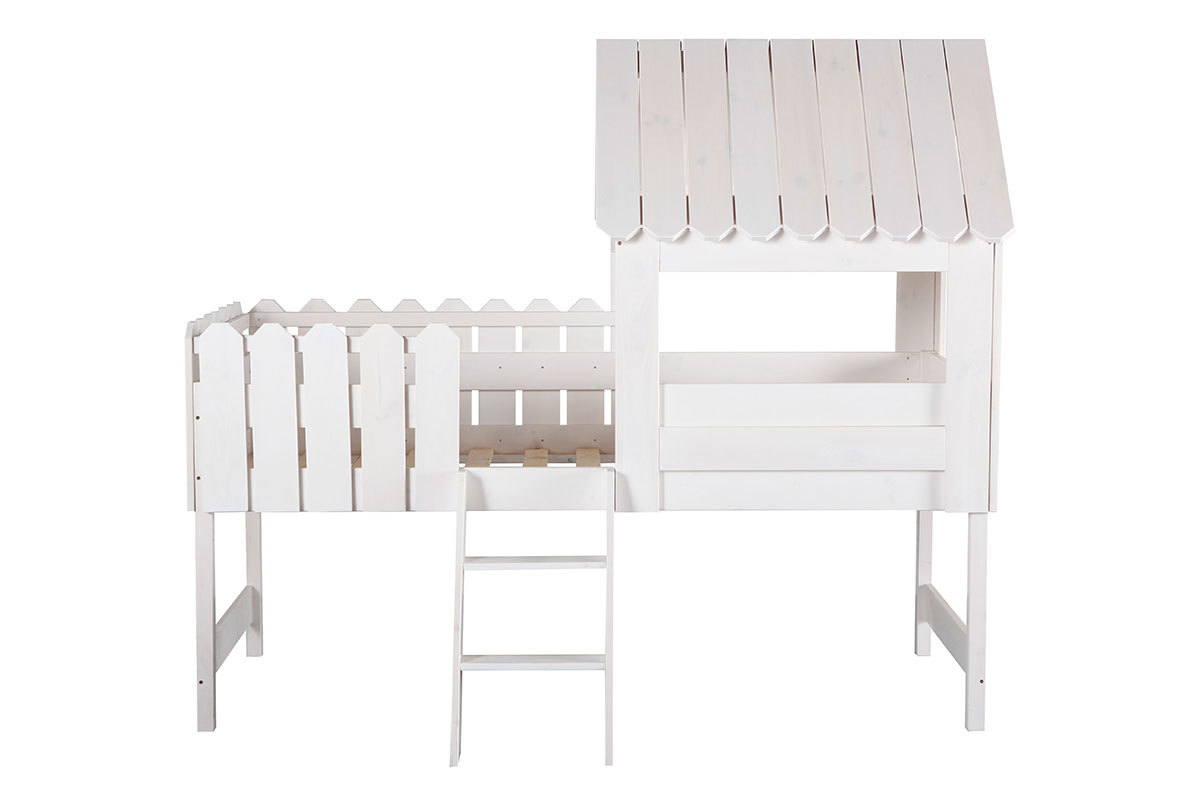 Lit cabane enfant en pin massif blanc LITTLE HOUSE