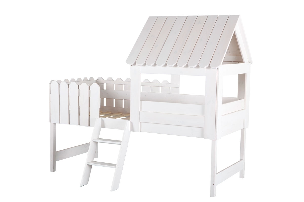 Lit cabane enfant en pin massif blanc LITTLE HOUSE